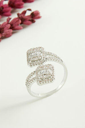 Xuping Baget Taşlı Lüks Çelik Yüzük