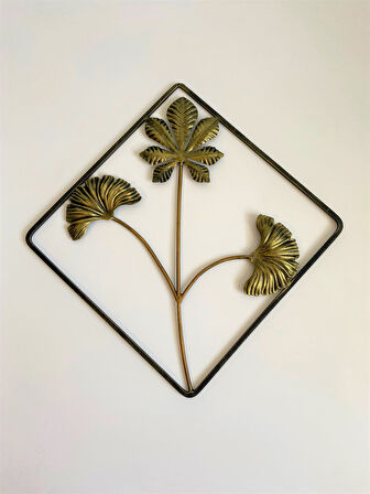 ALEDA Gold Kare Yaprak Duvar Dekoru