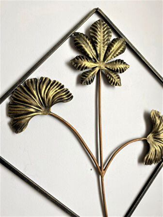 ALEDA Gold Kare Yaprak Duvar Dekoru