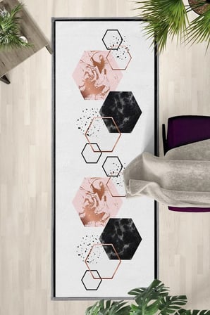 Küp Yıkanabilir Kaymaz Taban Dijital Baskılı Yolluk Halı