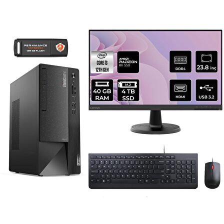 Lenovo ThinkCentre Neo 50T i3 12100 40GB 4TB SSD RX550/4GB FDOS 11SC001ATX MASAÜSTÜ PC & 23.8" MONİTÖR