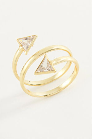 Üçgen Zirkon Taşlı Yüzük