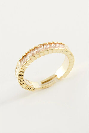 Baget Taşlı Metal Yüzük