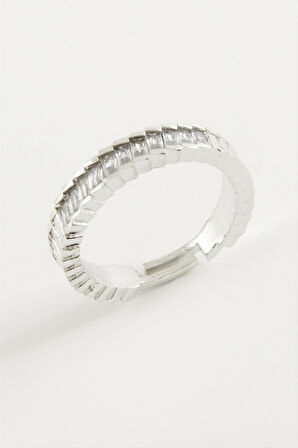 Baget Taşlı Metal Yüzük