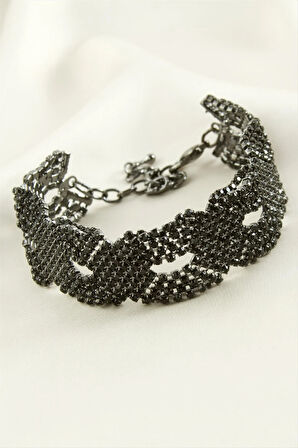 Örgülü Şerit Taşlı Lüks Suyolu Bileklik