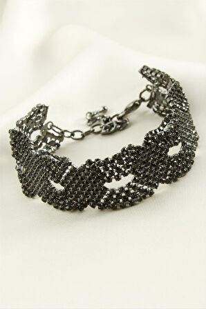 Örgülü Şerit Taşlı Lüks Suyolu Bileklik