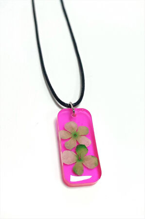 Kartopu Çiçeği Dikdörtgen Epoksi Kolye