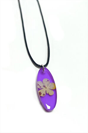 Kartopu Çiçeği Oval Epoksi Kolye