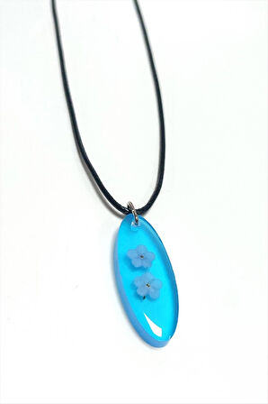 Unutma Çiçeği Oval Epoksi Kolye