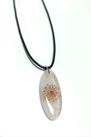 Sultanotu Çiçeği Oval Epoksi Kolye