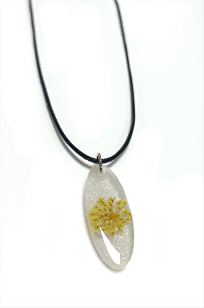 Sultanotu Çiçeği Oval Epoksi Kolye