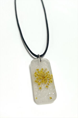 Sultanotu Çiçeği Dikdörtgen Epoksi Kolye