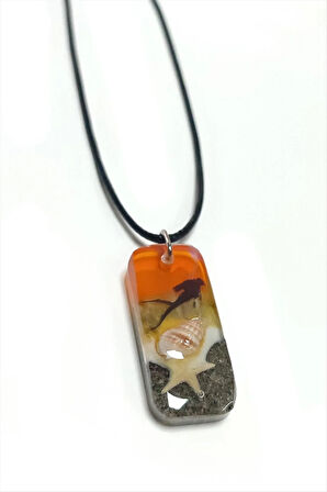 Deniz Kızı Dikdörtgen Epoksi Kolye