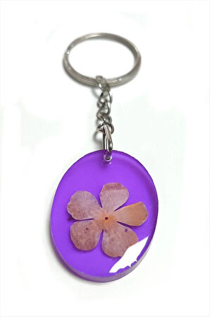 Kartopu Çiçeği Oval Epoksi Anahtarlık