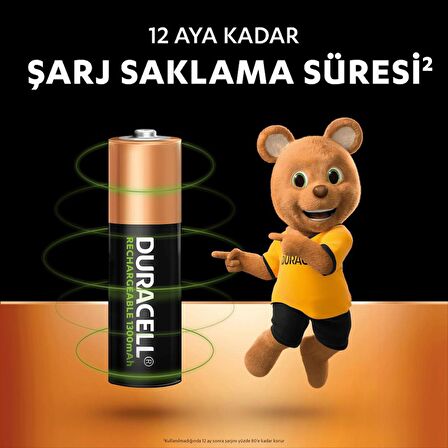 Duracell Şarj Edilebilir AA 1300mAh Piller, 2 Li Paket x2 (4 Adet)