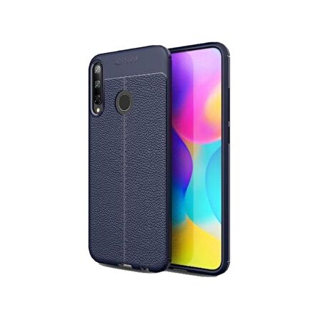 Smcase Huawei P40 Lite E Kılıf Deri Dokulu Silikon  Nano Ekran Koruyucu