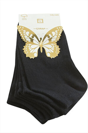 3 Çift Siyah Renkli Snekars Çorap