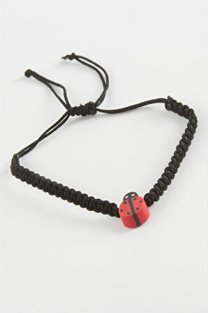 Uğur Böceği Makrome Örgülü Bileklik