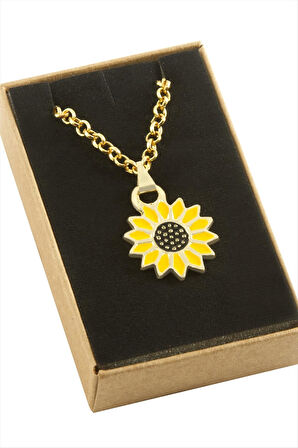 Ayçiçeği Mineli Kutulu Kolye