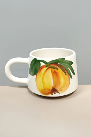 Portakal Desenli Seramik Kupa