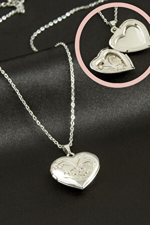 Kalp Kapaklı Çelik Kolye