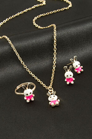 Tavşan Mineli Set Kolye