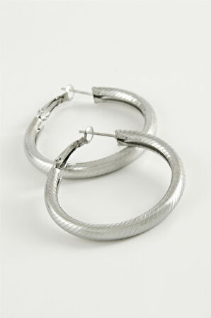 Çizgili Boru Halka Küpe 3,5 cm