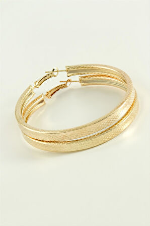 Kare Baklava Desenli Halka Küpe 4,5 cm