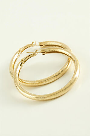 Çizgili Boru Halka Küpe 5,5 cm