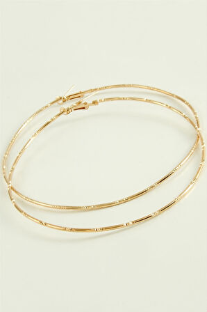 Çizgili Metal Halka Küpe 8-9-10 cm