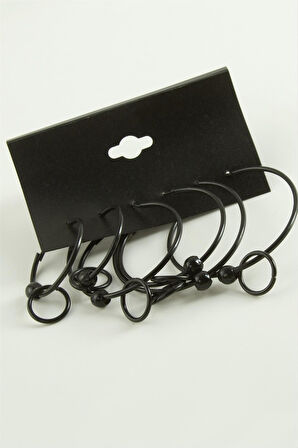 Noktalı İç İçe Metal Halka Küpe 6 Adet