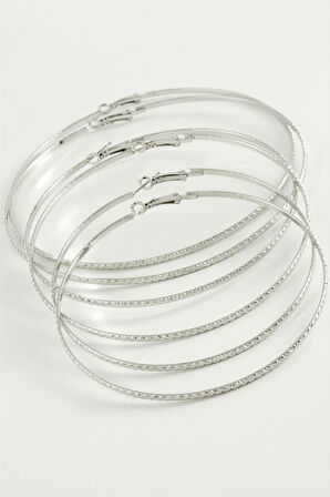 Zikzak Desenli Metal Halka Küpe 6 Adet