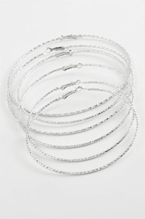 Çizgili Metal Halka Küpe 6 Adet