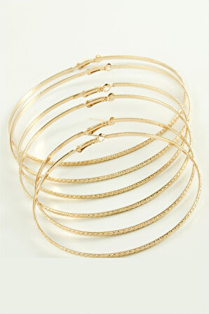 Zikzak Desenli Metal Halka Küpe 6 Adet