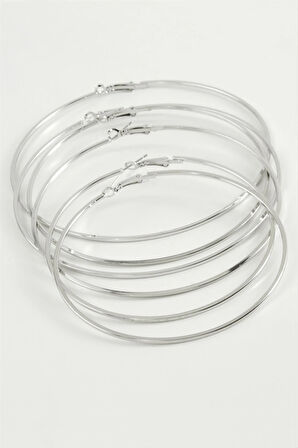 Çizgili Ezme Metal Halka Küpe 6 Adet