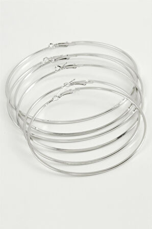 Çizgili Ezme Metal Halka Küpe 6 Adet