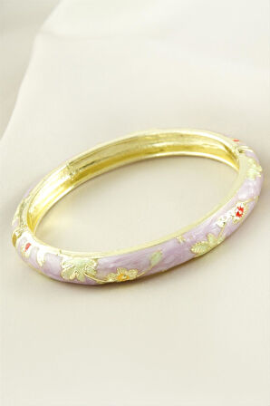 Çiçek İşlemeli Mineli Kelepçe Bileklik