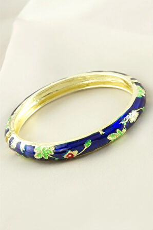 Çiçek İşlemeli Mineli Kelepçe Bileklik