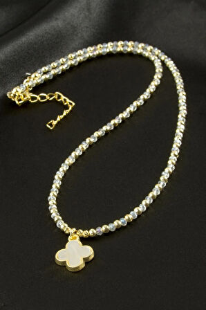 Çiçek Sedef Kristal Kolye