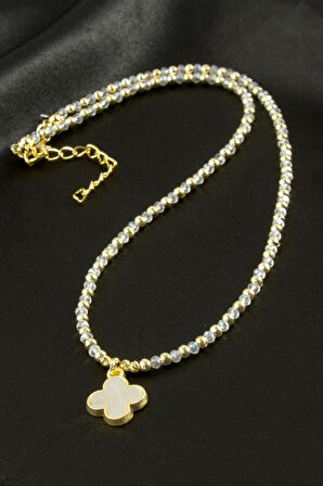 Çiçek Sedef Kristal Kolye