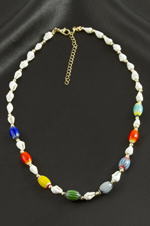 Deniz Kabuğu Cam Boncuk Kolye