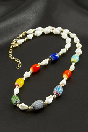 Deniz Kabuğu Cam Boncuk Kolye