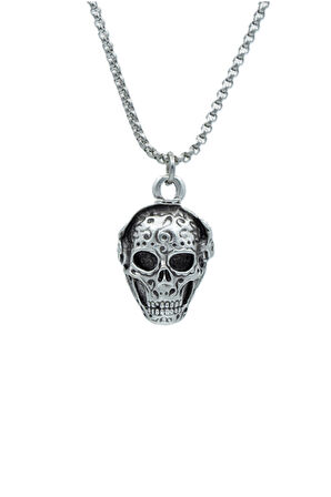 Dj Kuru Kafa Örme Zincir Kolye - Gümüş Kaplama - Erkek Kadın Kolye - No:1428