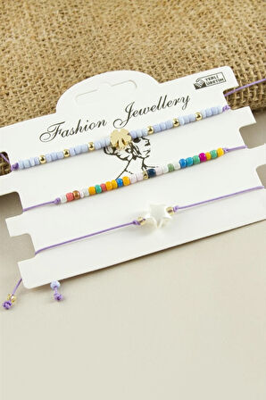 3 Adet Yıldız Yonca Kum Boncuk Bileklik