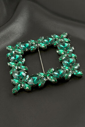 Çiçek Kare Taşlı Kemer Tokası