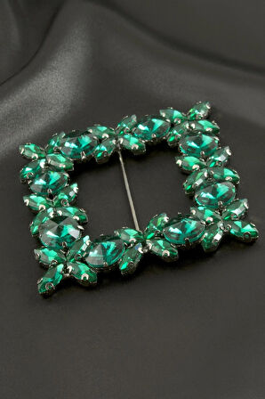 Çiçek Kare Taşlı Kemer Tokası