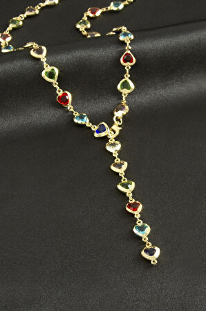 Kalp Zirkon Taşlı Y Kolye