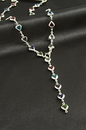 Kalp Zirkon Taşlı Y Kolye