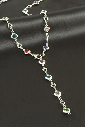 Kalp Zirkon Taşlı Y Kolye