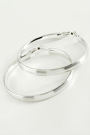 Çizgili Halka Küpe 6 cm